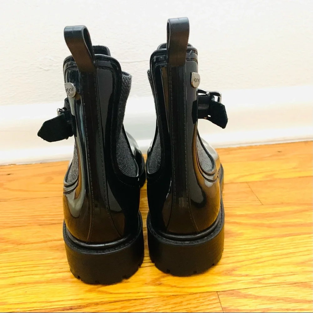 Igor Women's Glossy Black Chelsea Rain Boots